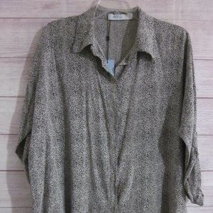 Blue Vanilla Shirt Womens M/L UK Size M US Animal Print Button Up Sleeve